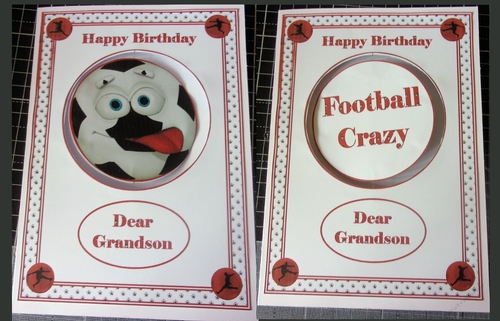 A5 Football crazy spinner card front.