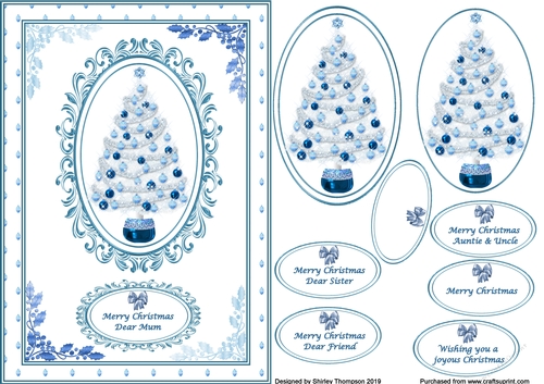A5 step by step blue and white Christmas card front