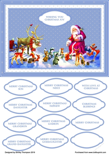 A5 woodland creatures with Santa quick card front