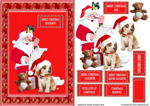 A5 Santa and puppy step by step card front