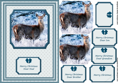 A5 deer in the snow step by step card front