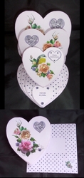 Pink triple heart easel anniversary card with matching envelope