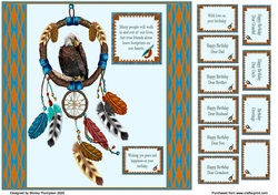 8 x 8 Eagle dreamcatcher quick card front
