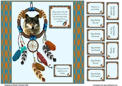 8 x 8 Wolf dreamcatcher quick card front