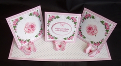 Pink roses triple easel card