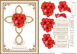 A5 red hibiscus sympathy step by step card front