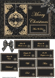 A5 Black and gold Christmas quick card front