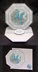 Hyacinth macaws octagonal easel card with matching envelope