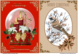 Pair of A5 Christmas quick card toppers.