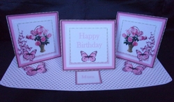 Butterflies and roses triple easel birthday card
