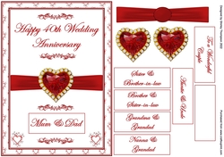 A5 ruby wedding anniversary card front