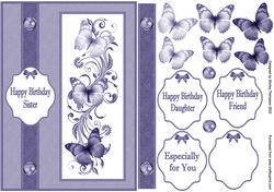 A5 butterflies step by step card front (Dark blue).
