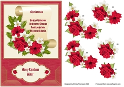 A5 festive scroll card front (Sister).