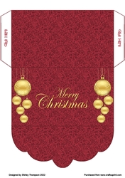 Gold baubles money wallet (Red glitter).
