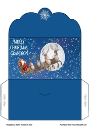 Santa on his sleigh money wallet (Grandson).