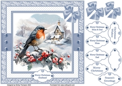 8 x 8 Winter bird quick card front