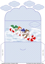 Blue sledding snowmen money wallet