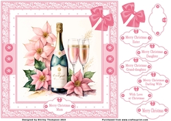 8 x 8 Champagne & poinsettia quick card front