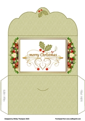 Merry Christmas word art money wallet (Green).