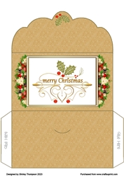Merry Christmas word art money wallet (Golden brown).