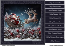 8 x 8 Santa in his sleigh quick card front.