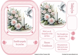 A5 Dove & roses quick card front (Pink).