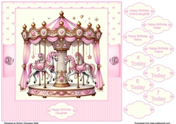 8 x 8 Pink carousel quick card front