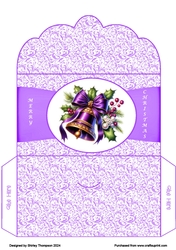 Scalloped edged purple bell money wallet.