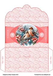 Winter birds money wallet (Salmon).