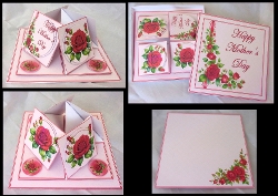 Mothers day roses quad easel card with matching gift box.