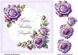 8 x 8 purple roses step by step card front (Daughter).