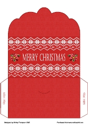 Red scalloped edged Merry Christmas money wallet.