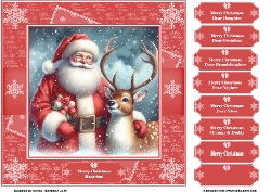 8 x 8 Santa & his reindeer quick card front.