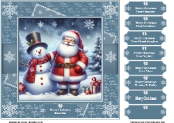 8 x 8 Santa & his snowman quick card front.