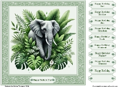 8 x 8 elephant quick card front.