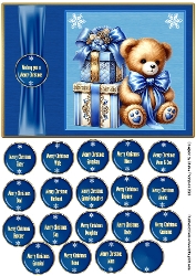 A5 Teddy bear and presents quick card front.