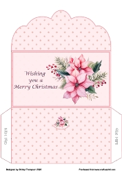 Pink poinsettia scalloped edged money wallet.