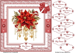 8 x 8 Poinsettia quick card front.