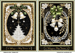 Pair of A5 black & gold framed Christmas decorations quick card fronts.