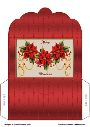 Poinsettia & gold scrolls scalloped edged money wallet.