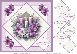 8 x 8 Purple candles & poinsettia quick card front.