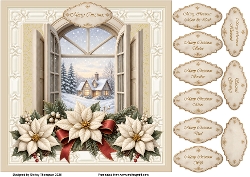 8 x 8 Christmas window quick card front.