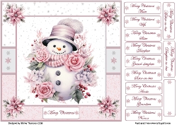 8 x 8 Cute snowman quick card front.