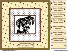 Black and white dog 8 x 8 inch card front.
