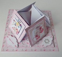 New baby girl quad easel card.