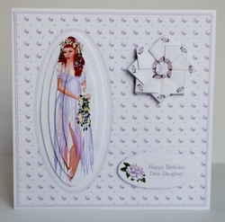 8 x 8 garden fairy card with tea bag folded medallion.