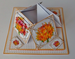 Lily quad easel card (Orange).