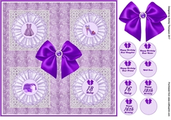 Purple 8 x 8 ladies birthday card front.