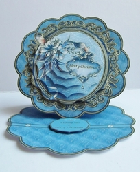 Blue floral scalloped easel card