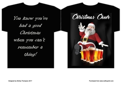 Humerous Santa t-shirt shaped card.